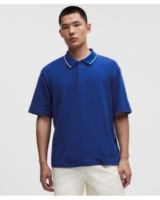 lululemon athletica Blue – -Knit Jersey Short-Sleeve Polo Shirt – – Size Large for men