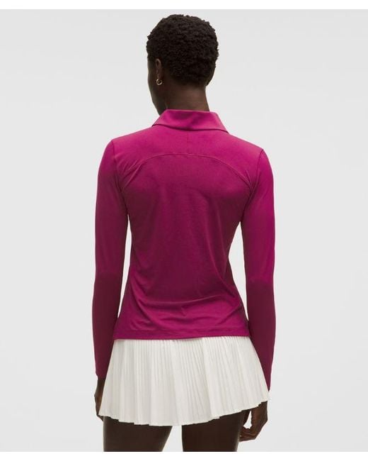 lululemon athletica Red Quick-Dry Long-Sleeve Polo Shirt