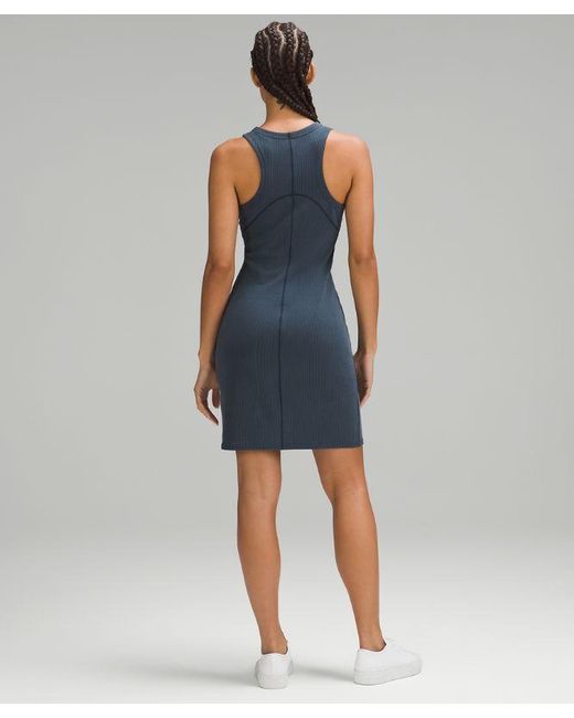 lululemon athletica Blue Ribbed Softstreme Slim-Fit Tank Dress