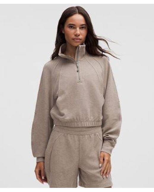 lululemon athletica Brown – Scuba Cropped Funnel-Neck Half Zip Sweatshirt Waffle – –