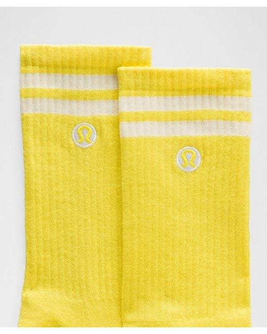lululemon athletica Yellow – Daily Essential Crew Socks Stripe – – Size Large