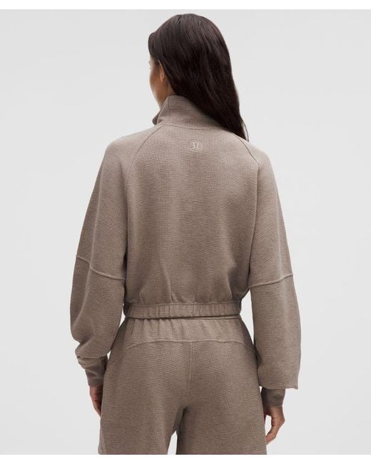lululemon athletica Brown – Scuba Cropped Funnel-Neck Half Zip Sweatshirt Waffle – –