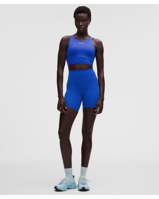 lululemon athletica Blue – Energy High-Neck Longline Sports Bra Medium Support, B–D Cups Evolve Wordmark – – Size Large