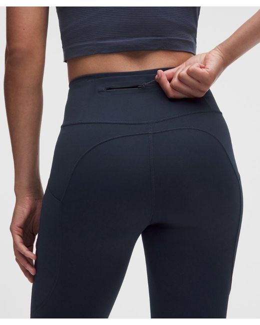lululemon athletica Blue Fast And Free 6-Pocket High-Rise Crop 23"