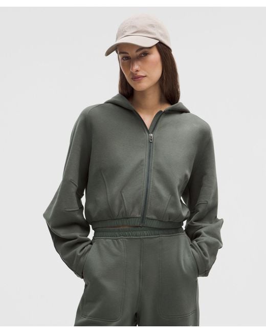 lululemon Women's Gray Loungeful Relaxed-Fit Full-Zip Cropped Hoodie