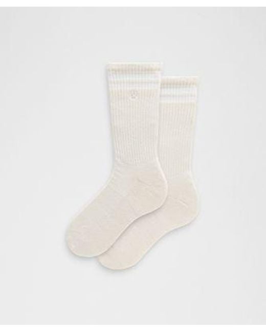 lululemon athletica White – Daily Essential Crew Socks Stripe – – Size Large for men