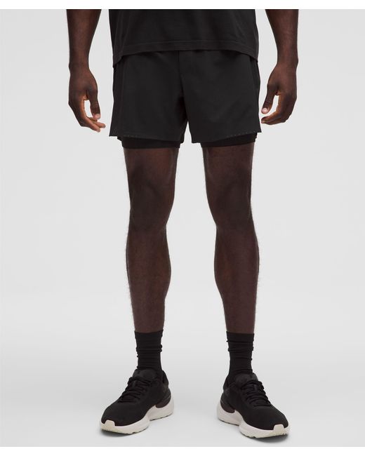 lululemon athletica Black Fast And Free Lined Running Shorts 5" for men