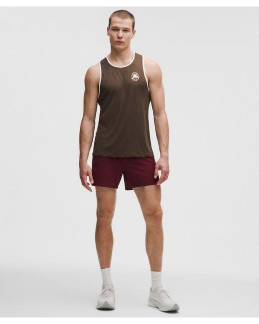lululemon athletica Red Fast And Free Perforated Stripe Tank for men