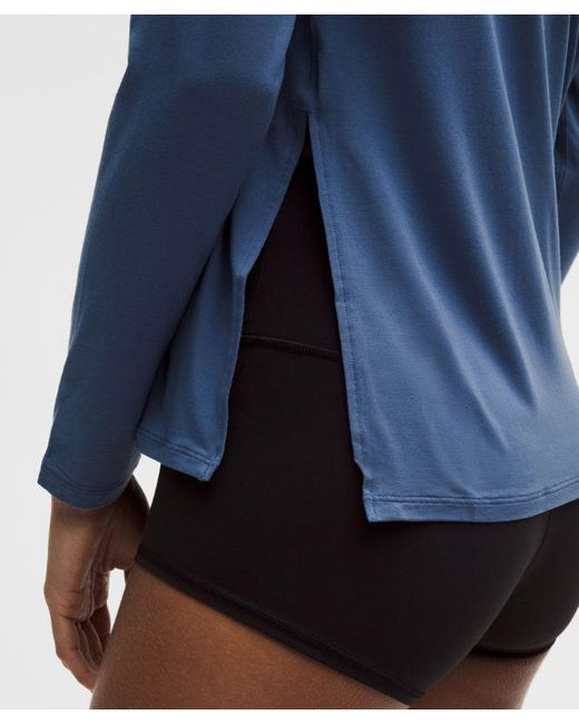 lululemon athletica Blue – Silkappeal Side-Slit Long-Sleeve Shirt – – Size Large