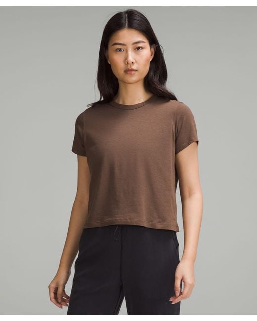 lululemon athletica Brown Classic-fit Cotton-blend T-shirt