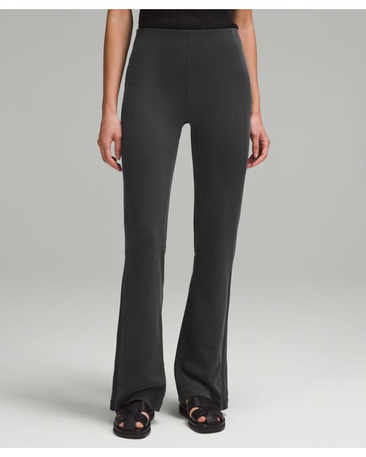 lululemon athletica Brushed Softstreme Ribbed Zip Flared Pants - 32.5" - Color Black - Size 0