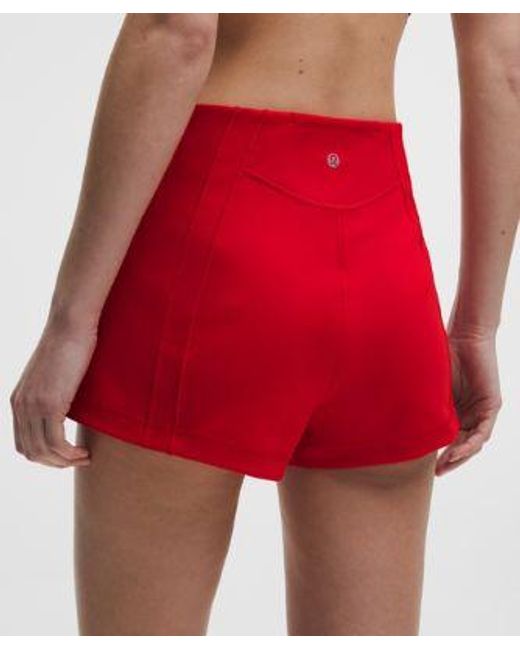 lululemon athletica Red – Define Micro Shorts Luon – /Neon – Size Large