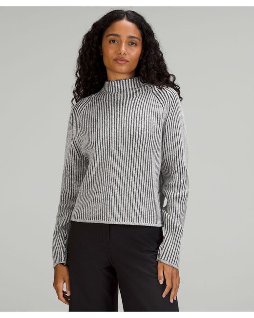 lululemon athletica Gray Cotton-cashmere Blend Mock Neck Sweater