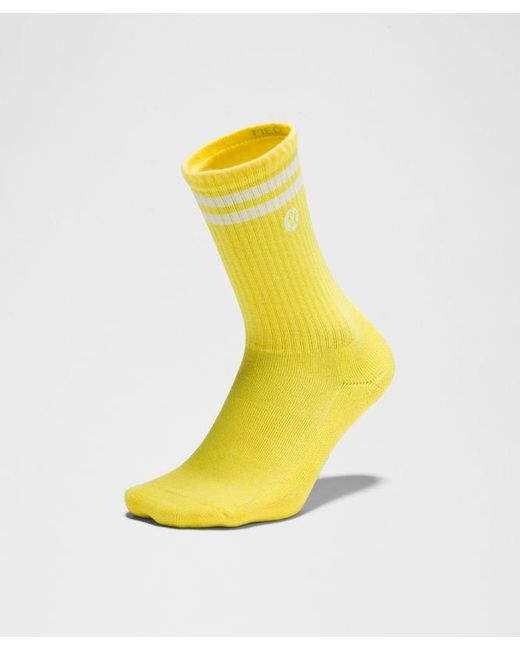 lululemon athletica Yellow – Daily Essential Crew Socks Stripe – – Size Large
