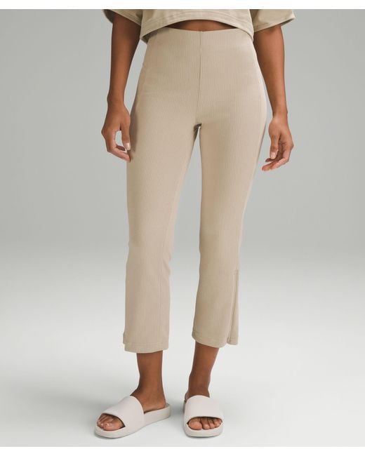 lululemon athletica Natural Ribbed Softstreme Zip-leg High-rise Cropped Pants - 25" - Color Khaki - Size 0
