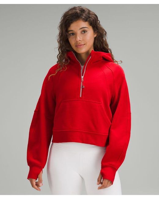 lululemon athletica Scuba Oversized Half-zip Hoodie - Color Dark Red/neon/red - Size M/l