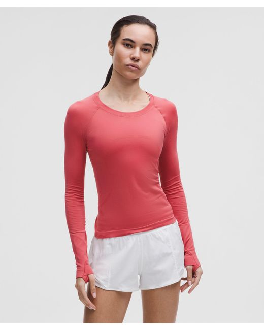 lululemon athletica Red Swiftly Tech Long-Sleeve Shirt 2.Waist Length