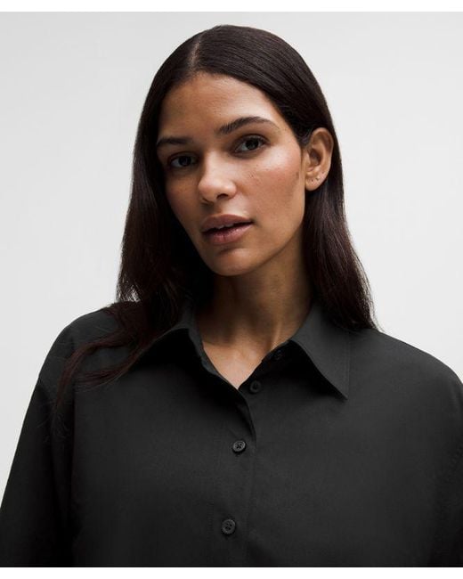 lululemon athletica Black Woven Relaxed-Fit Button-Up Shirt