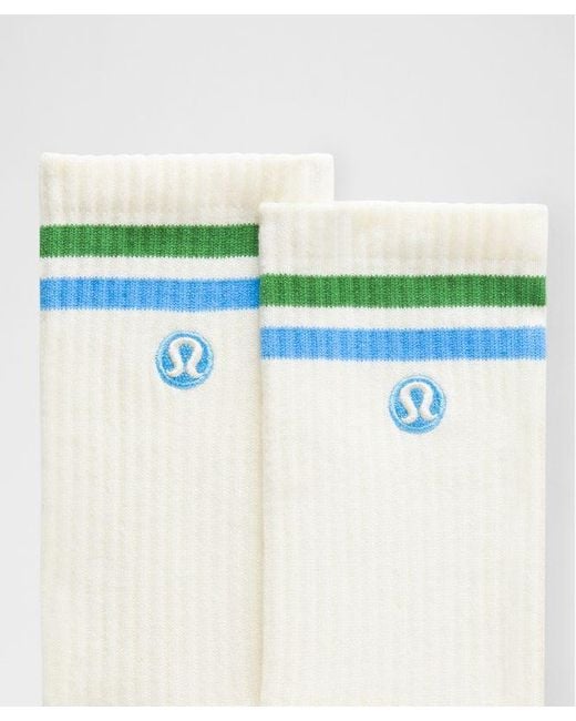 lululemon athletica White – Daily Essential Crew Socks Stripe – – Size Large