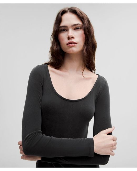 lululemon athletica Black Drapey Softstreme Long-Sleeve Maxi Dress