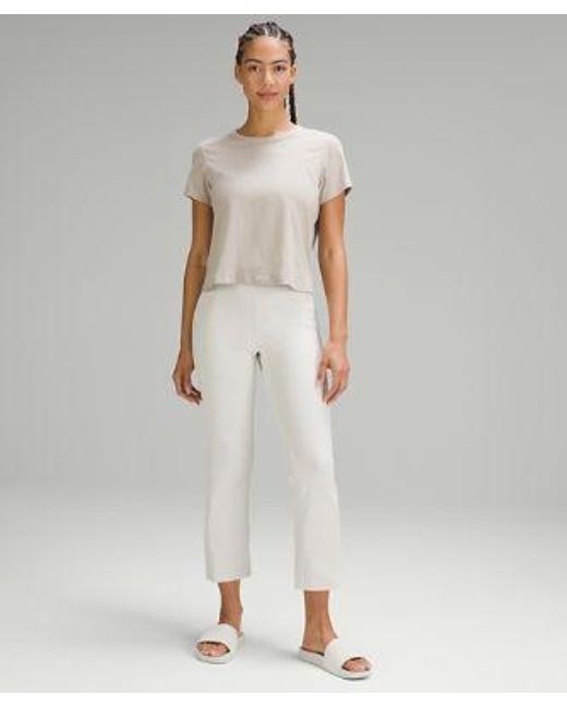 lululemon athletica Ribbed Softstreme Zip-leg High-rise Cropped Pants - 25" - Color White - Size 14