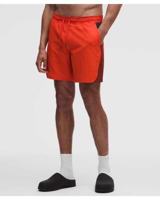 lululemon athletica Red Crinkle Nylon Swim Short 7" for men