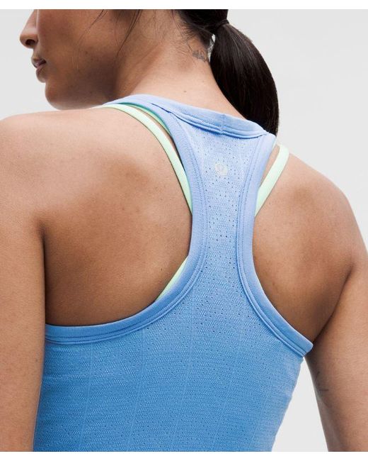 lululemon athletica Blue Swiftly Pointelle Cropped Racerback Tank Top