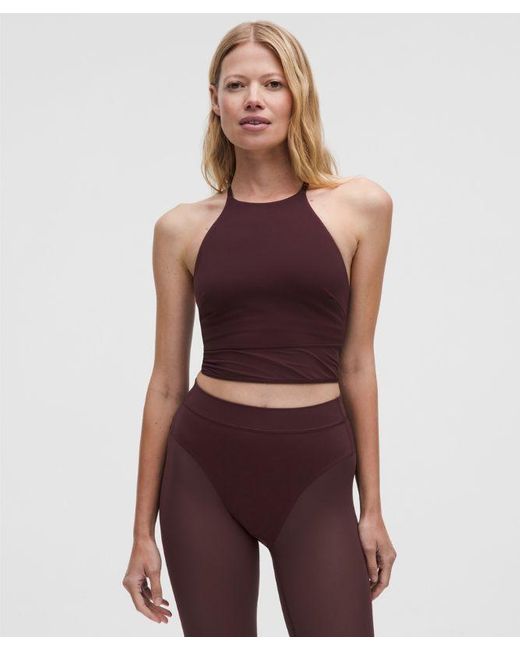 lululemon athletica Purple Nulu High-Neck Mesh-Hem Tank Top