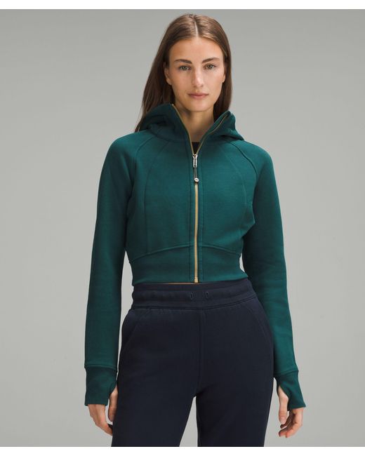 lululemon athletica Scuba Full-zip Cropped Hoodie - Color Green - Size 14