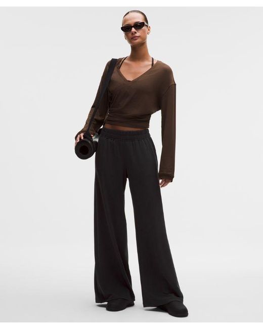 lululemon athletica White Becalm Mid-Rise Wide-Leg Pant