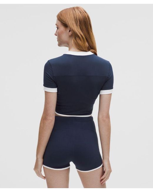 lululemon athletica Blue Nulu Sporty Trim Short-Sleeve Shirt