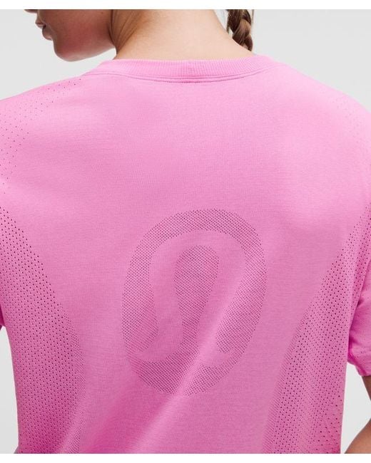 lululemon athletica Pink Swiftly Relaxed Short-Sleeve Shirt Hip Length