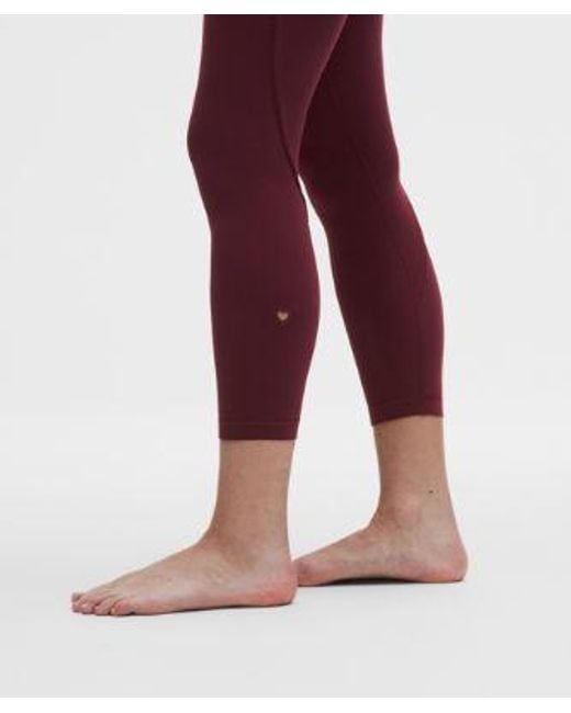 lululemon athletica Red – Groove No Line High-Rise Tight Leggings Heart – 25" – Color Burgundy/ – Size 18