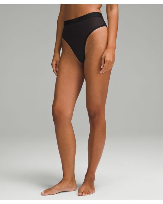 lululemon athletica Black Nulu Mesh Logo High-waist Bikini Underwear