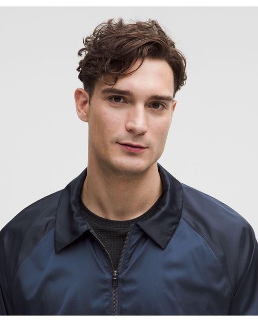 lululemon athletica Blue Stretch Satin Nylon Track Jacket for men