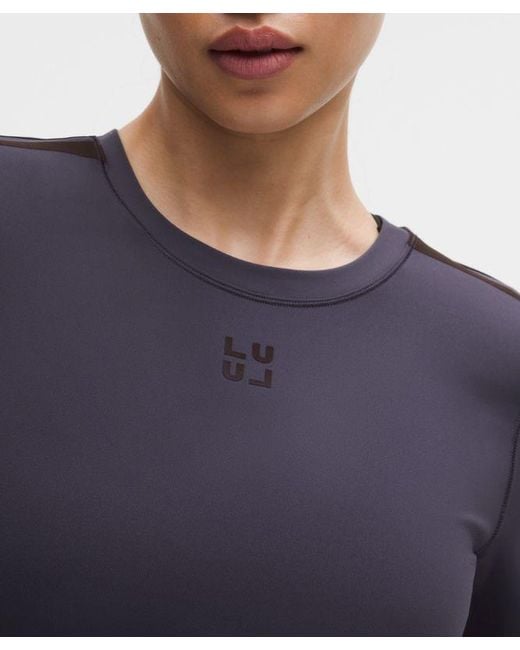lululemon athletica Blue – Wunder Train Cropped Long-Sleeve Shirt Flocked – – Size 4