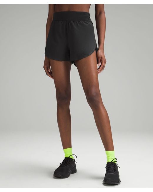 lululemon athletica Logo Waistband High-rise Training Shorts - Color Grey - Size  2 in Black
