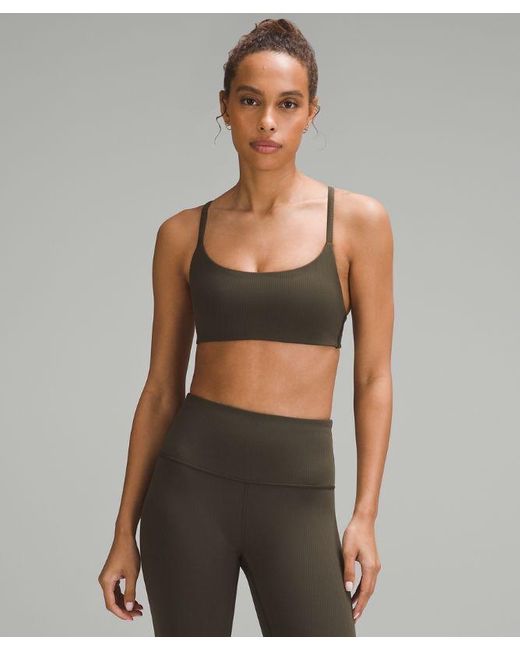 lululemon athletica Green Wunder Train Strappy Racer Bra Ribbed Light Support, A/b Cup