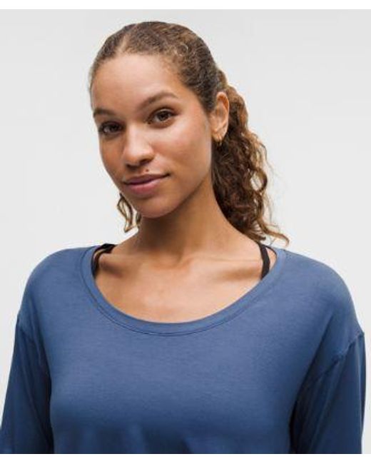 lululemon athletica Blue – Silkappeal Side-Slit Long-Sleeve Shirt – – Size Large