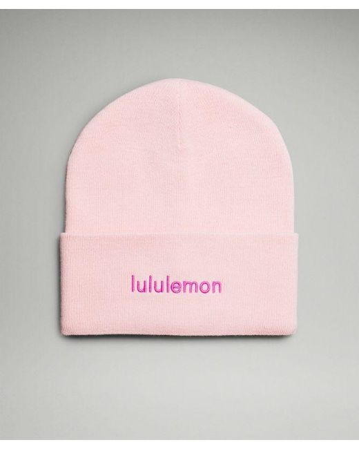 lululemon athletica Pink Warm Revelation Beanie Wordmark