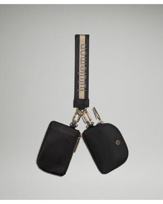 lululemon athletica Gray Dual Pouch Wristlet Bag - Color Black/gold/white