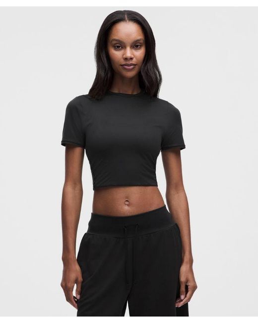 lululemon athletica Black Wundermost Ultra-Soft Nulu Crewneck Cropped T-Shirt