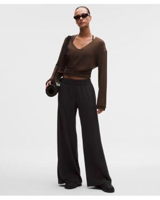 lululemon athletica White Becalm Mid-Rise Wide-Leg Pant