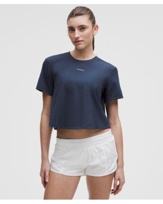 lululemon athletica Blue – Pace Crush Cross-Back Graphic T-Shirt – – Size Large