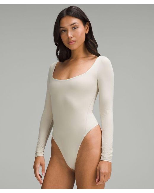 lululemon athletica Gray Wundermost Bodysuit - Ultra-soft Nulu Square-neck Long-sleeve Bodysuit
