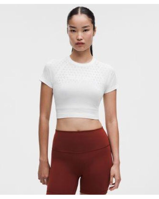 lululemon athletica White – Swiftly Tech Cropped Short-Sleeve Shirt 2.4 – – Size 4