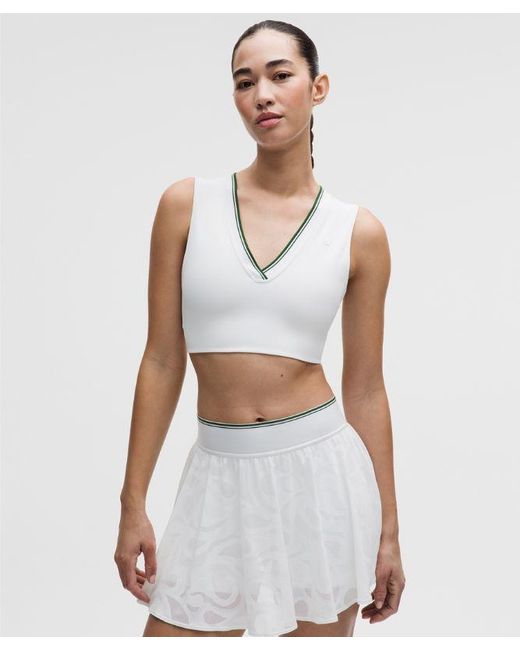 lululemon athletica White Paisley Mesh-Back V-Neck Longline Tennis Bra