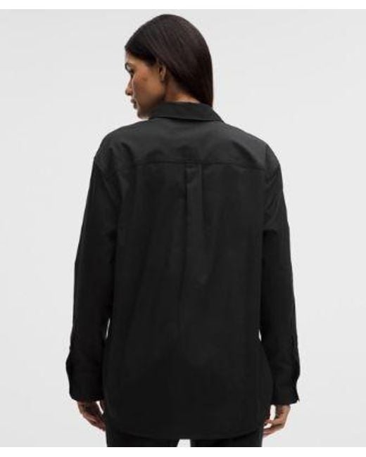 lululemon athletica Black Woven Relaxed-Fit Button-Up Shirt