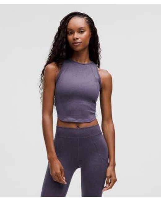 lululemon athletica Purple Softy Suedey Crewneck Cropped Tank Top