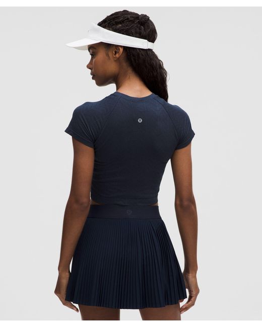 lululemon Swiftly Pointelle Cropped Short-Sleeve Shirt in Blue | Lyst
